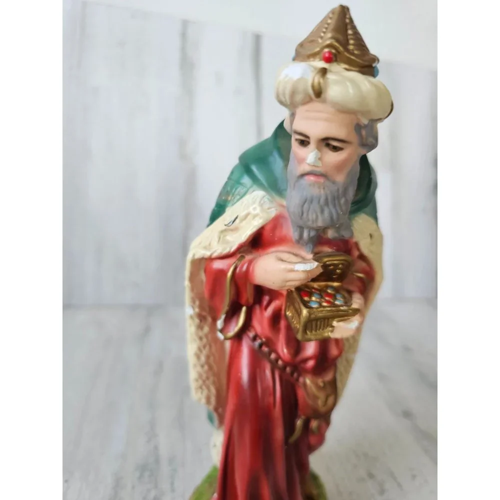 Vintage Italian‎ chalkware wiseman nativity village Italy Xmas statue religious